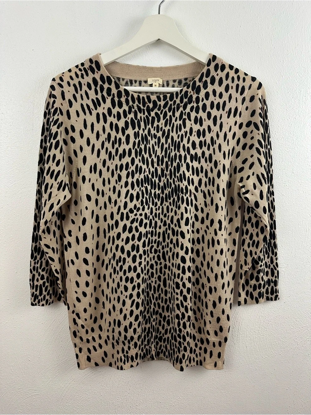J.Crew Leopard Print Crewneck Merino Wool Sweater Women's Size M